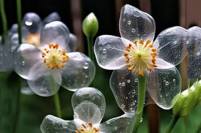 Цветы, которые становятся стеклянными от дождя